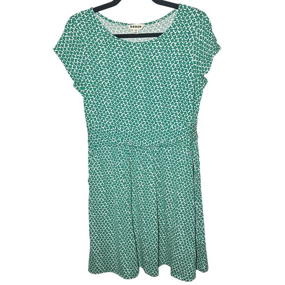 Boden Women's Amelie Green Floral Jersey Knit Dress Size 8P Pockets - Picture 1 of 8